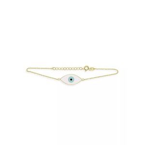 Meira T 14K Yellow Gold & White Enamel Evil Eye Charm Bracelet NEW $693 Chain